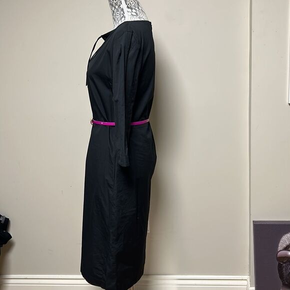 🇨🇦🎀 Judith & Charles black v neck sheath dress 3/4 sleeves 2 - Picture 13 of 16